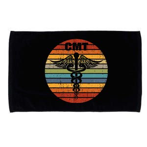 CMT Certified Massage Therapist Medical Caduceus Retro Gift Microfiber Hand Towel