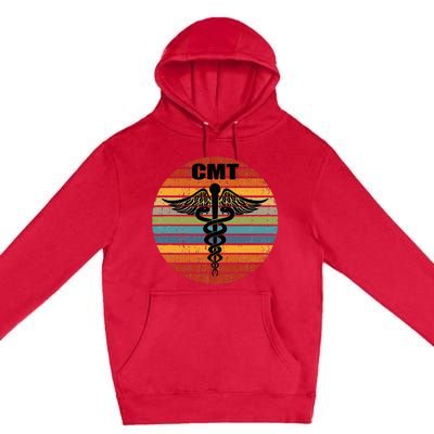 CMT Certified Massage Therapist Medical Caduceus Retro Gift Premium Pullover Hoodie