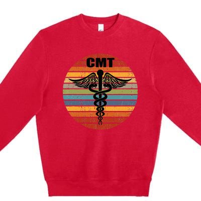 CMT Certified Massage Therapist Medical Caduceus Retro Gift Premium Crewneck Sweatshirt