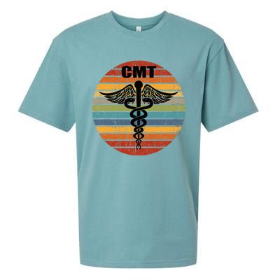 CMT Certified Massage Therapist Medical Caduceus Retro Gift Sueded Cloud Jersey T-Shirt