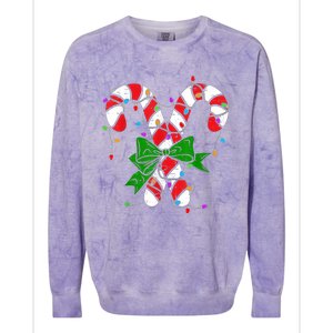 Candy Cane Merry And Bright Christmas Lights Colorblast Crewneck Sweatshirt