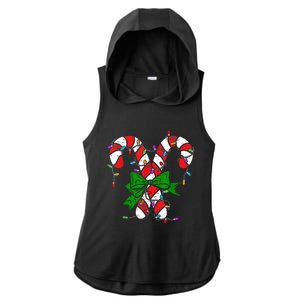 Candy Cane Merry And Bright Christmas Lights Ladies PosiCharge Tri-Blend Wicking Draft Hoodie Tank