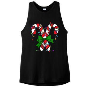 Candy Cane Merry And Bright Christmas Lights Ladies PosiCharge Tri-Blend Wicking Tank