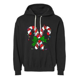 Candy Cane Merry And Bright Christmas Lights Garment-Dyed Fleece Hoodie