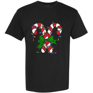 Candy Cane Merry And Bright Christmas Lights Garment-Dyed Heavyweight T-Shirt