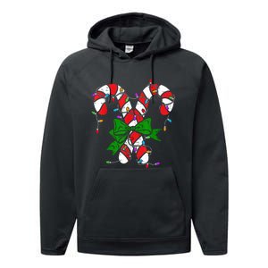 Candy Cane Merry And Bright Christmas Lights Performance Fleece Hoodie