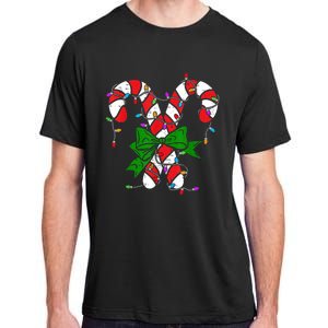 Candy Cane Merry And Bright Christmas Lights Adult ChromaSoft Performance T-Shirt