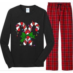 Candy Cane Merry And Bright Christmas Lights Long Sleeve Pajama Set