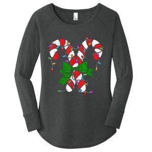 Candy Cane Merry And Bright Christmas Lights Women's Perfect Tri Tunic Long Sleeve Shirt