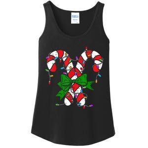 Candy Cane Merry And Bright Christmas Lights Ladies Essential Tank