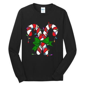 Candy Cane Merry And Bright Christmas Lights Tall Long Sleeve T-Shirt