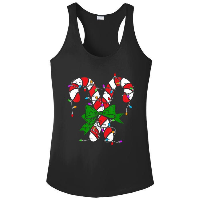 Candy Cane Merry And Bright Christmas Lights Ladies PosiCharge Competitor Racerback Tank