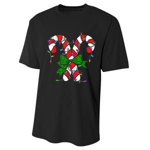 Candy Cane Merry And Bright Christmas Lights Performance Sprint T-Shirt