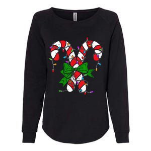 Candy Cane Merry And Bright Christmas Lights Womens California Wash Sweatshirt