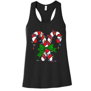 Candy Cane Merry And Bright Christmas Lights Women's Racerback Tank