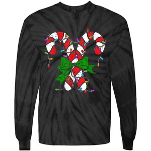 Candy Cane Merry And Bright Christmas Lights Tie-Dye Long Sleeve Shirt