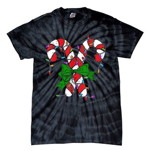 Candy Cane Merry And Bright Christmas Lights Tie-Dye T-Shirt