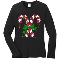 Candy Cane Merry And Bright Christmas Lights Ladies Long Sleeve Shirt