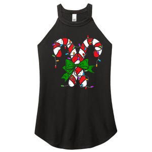 Candy Cane Merry And Bright Christmas Lights Women's Perfect Tri Rocker Tank