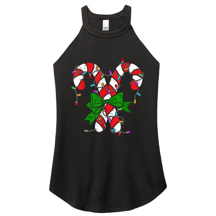 Candy Cane Merry And Bright Christmas Lights Women's Perfect Tri Rocker Tank