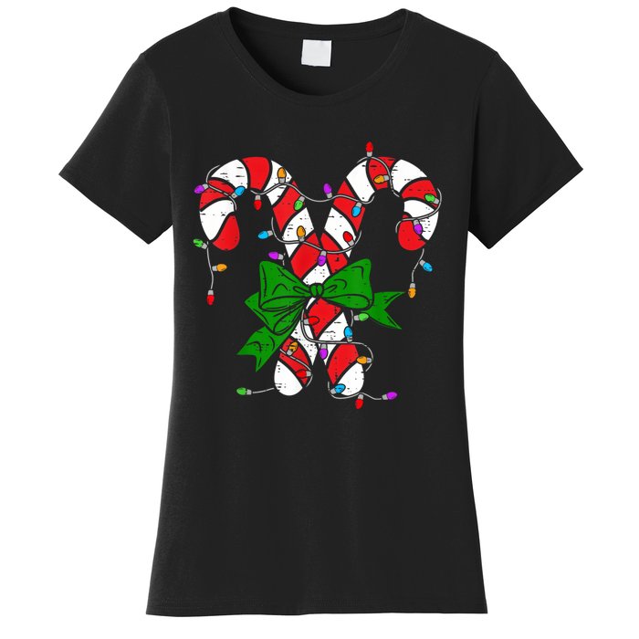 Candy Cane Merry And Bright Christmas Lights Women's T-Shirt