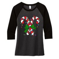 Candy Cane Merry And Bright Christmas Lights Women's Tri-Blend 3/4-Sleeve Raglan Shirt