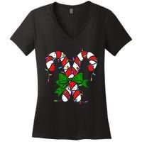 Candy Cane Merry And Bright Christmas Lights Women's V-Neck T-Shirt