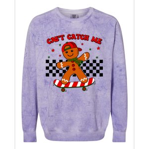 CanT Catch Me Merry Christmas Boy Skateboarding Gingerbread Colorblast Crewneck Sweatshirt