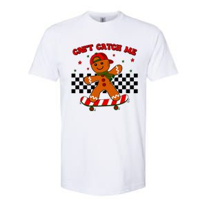 CanT Catch Me Merry Christmas Boy Skateboarding Gingerbread Softstyle CVC T-Shirt