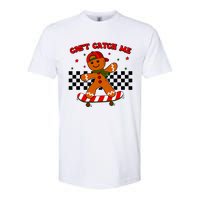 CanT Catch Me Merry Christmas Boy Skateboarding Gingerbread Softstyle CVC T-Shirt