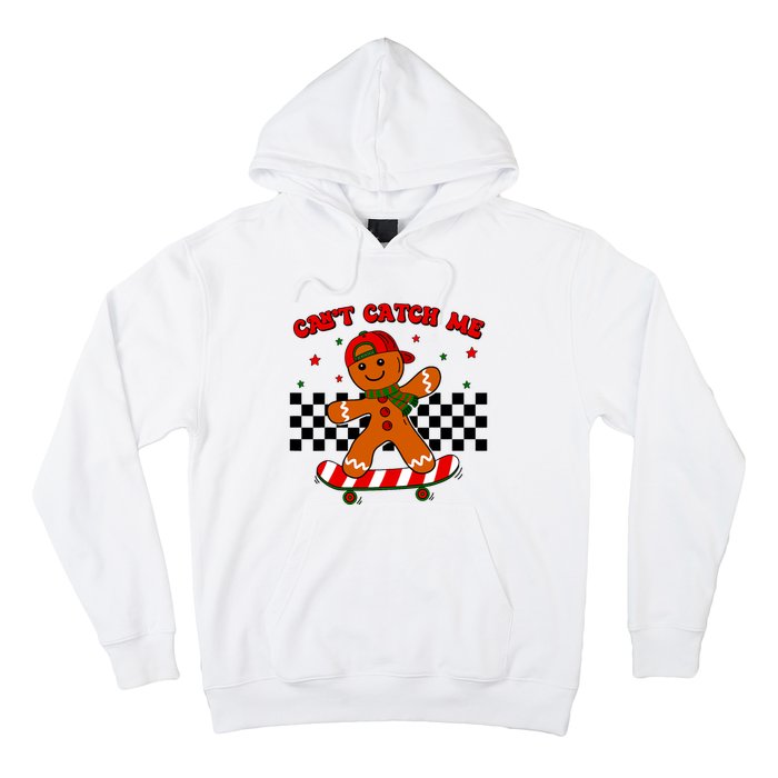 CanT Catch Me Merry Christmas Boy Skateboarding Gingerbread Hoodie