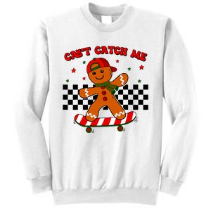 CanT Catch Me Merry Christmas Boy Skateboarding Gingerbread Sweatshirt