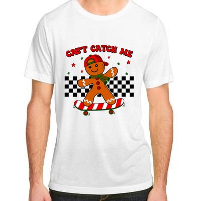 CanT Catch Me Merry Christmas Boy Skateboarding Gingerbread Adult ChromaSoft Performance T-Shirt