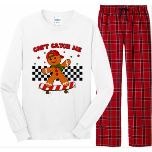 CanT Catch Me Merry Christmas Boy Skateboarding Gingerbread Long Sleeve Pajama Set