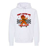 CanT Catch Me Merry Christmas Boy Skateboarding Gingerbread Premium Hoodie