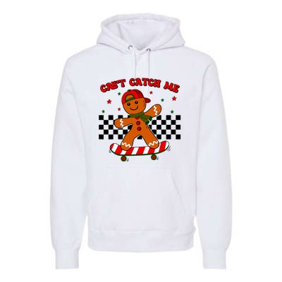 CanT Catch Me Merry Christmas Boy Skateboarding Gingerbread Premium Hoodie