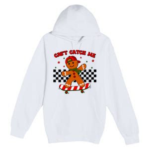 CanT Catch Me Merry Christmas Boy Skateboarding Gingerbread Premium Pullover Hoodie