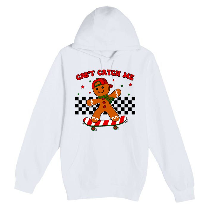 CanT Catch Me Merry Christmas Boy Skateboarding Gingerbread Premium Pullover Hoodie