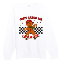 CanT Catch Me Merry Christmas Boy Skateboarding Gingerbread Premium Crewneck Sweatshirt