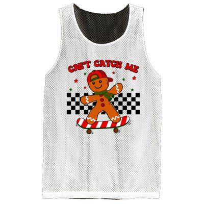 CanT Catch Me Merry Christmas Boy Skateboarding Gingerbread Mesh Reversible Basketball Jersey Tank