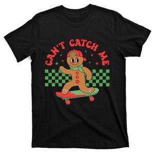 CanT Catch Me Retro Christmas Gingerbread Boy Xmas T-Shirt