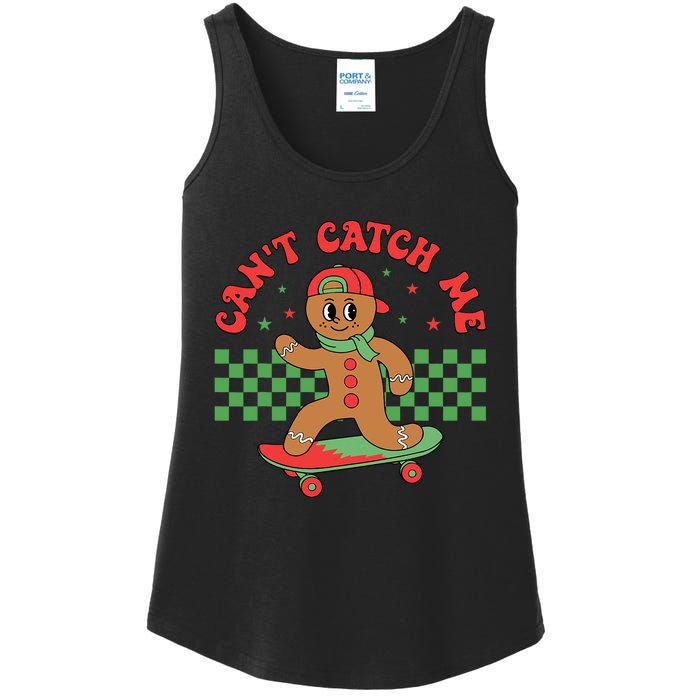 CanT Catch Me Retro Christmas Gingerbread Boy Xmas Ladies Essential Tank