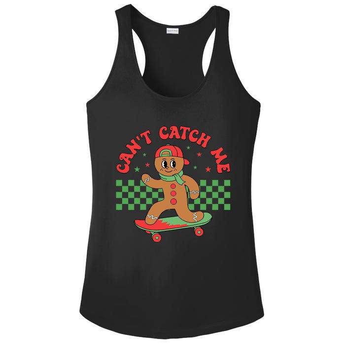 CanT Catch Me Retro Christmas Gingerbread Boy Xmas Ladies PosiCharge Competitor Racerback Tank