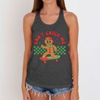 CanT Catch Me Retro Christmas Gingerbread Boy Xmas Women's Knotted Racerback Tank