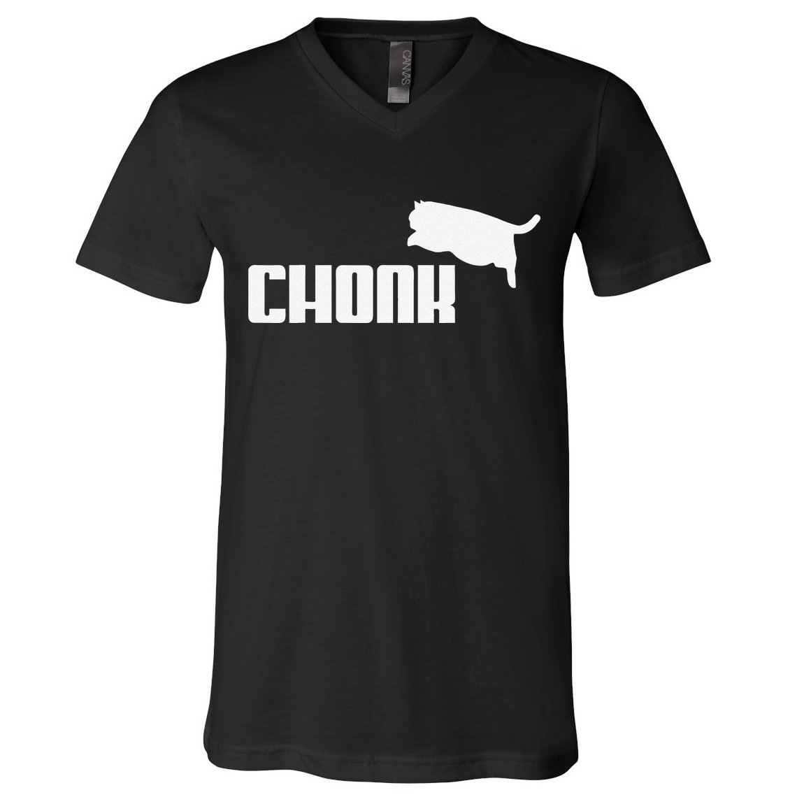 Chonk Cat Meme Funny V-Neck T-Shirt