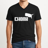 Chonk Cat Meme Funny V-Neck T-Shirt