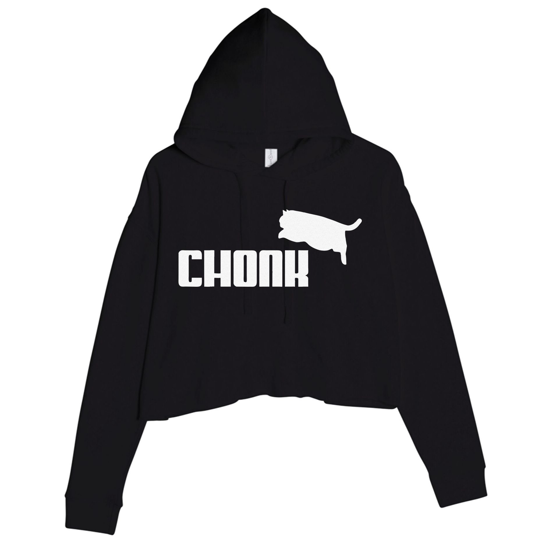 Chonk Cat Meme Funny Crop Fleece Hoodie