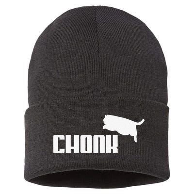 Chonk Cat Meme Funny Sustainable Knit Beanie