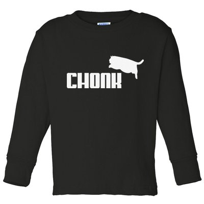 Chonk Cat Meme Funny Toddler Long Sleeve Shirt
