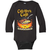 Calcifer's Cafe May All Your Bacon & Eggs Be Crispy Cooking Baby Long Sleeve Bodysuit